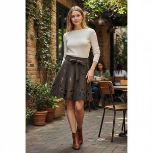 LA FABRIQUE 100% Wool Cutout Scalloped Wrap Skirt